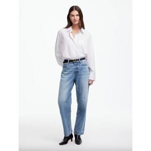 Madewell The Tall Darted Barrel Leg Jean Dobbins Wash Blue Rigid Slouchy 26T NWT